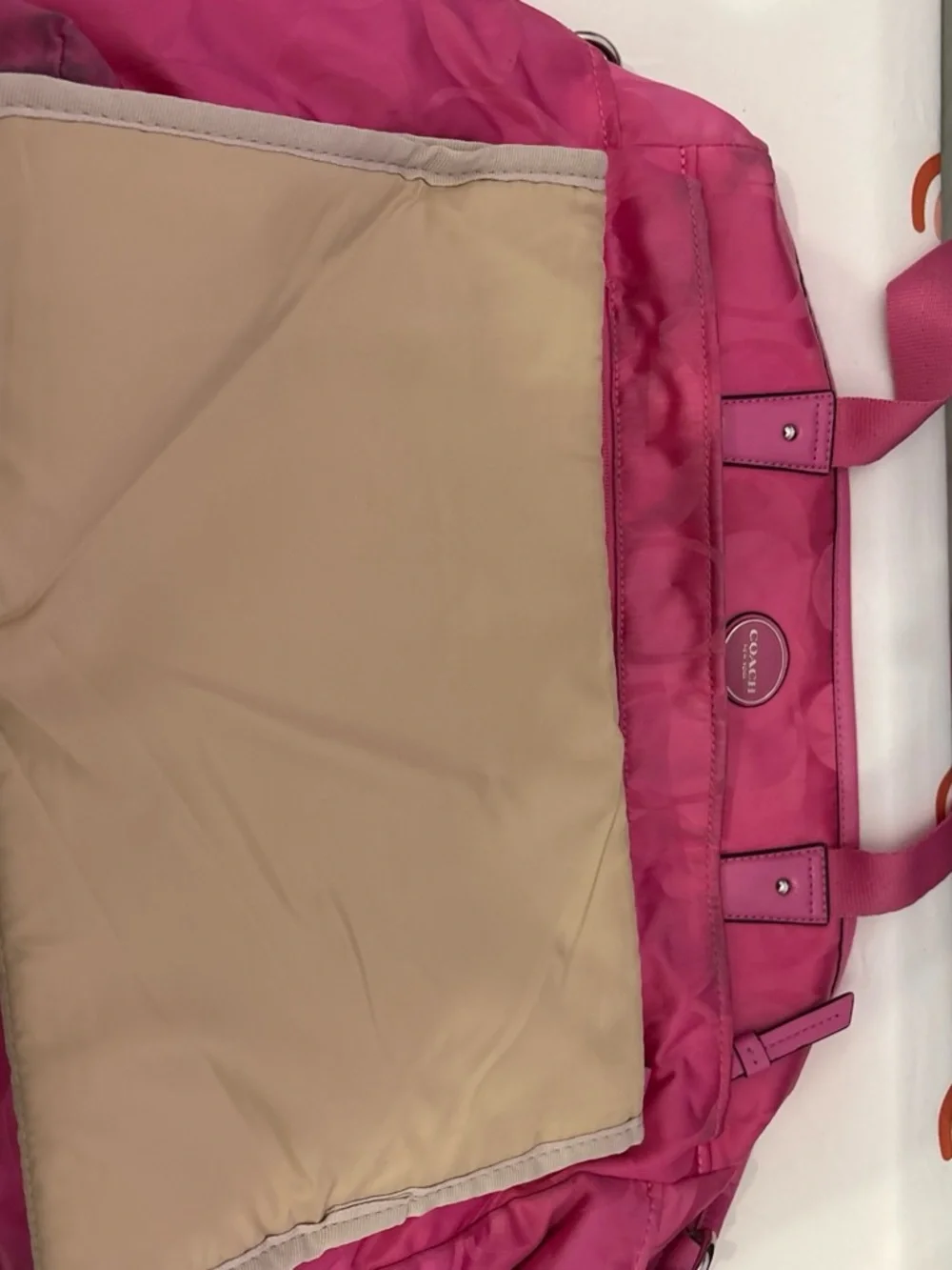 Coach Pink Baby Bag with Beige Changing Pad